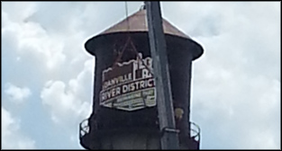 River District brand logo on water tower
